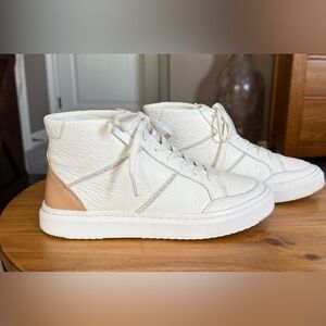 UGG White Cream and Tan High-Top Sneakers Alameda Chukka Size 7.5 EUC!